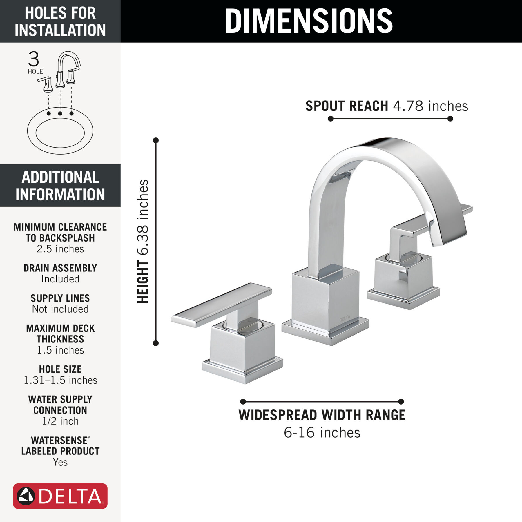 Two Handle Widespread Bathroom Faucet, image 1