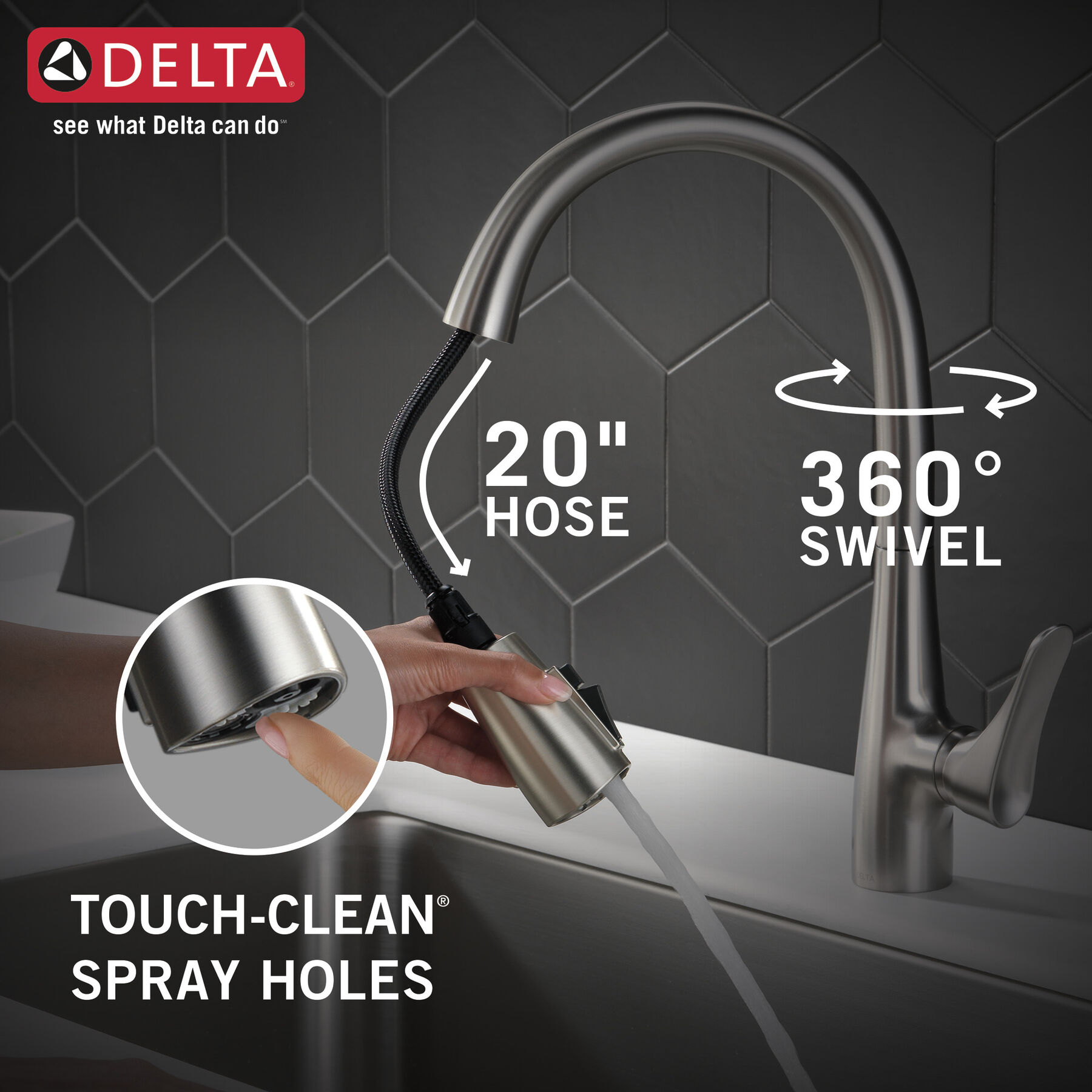 Single Handle Pull-Down Kitchen Faucet with ShieldSpray, image 7