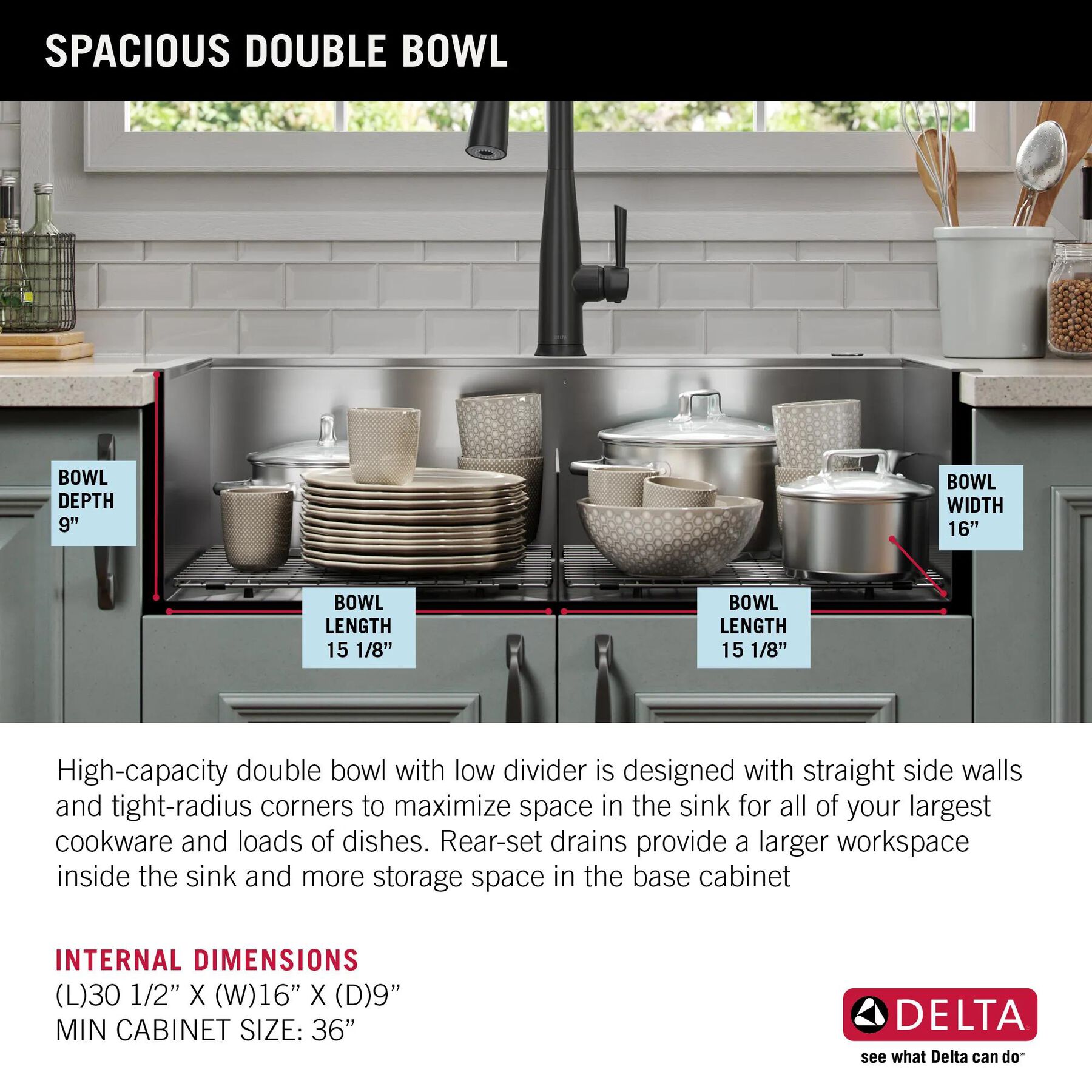 33&rdquo; Workstation Kitchen Sink&nbsp;Drop-In Top Mount&nbsp;16 Gauge&nbsp;Stainless Steel 50/50 Double Bowl with&nbsp;WorkFlow&trade; Ledge&nbsp;and Accessories
