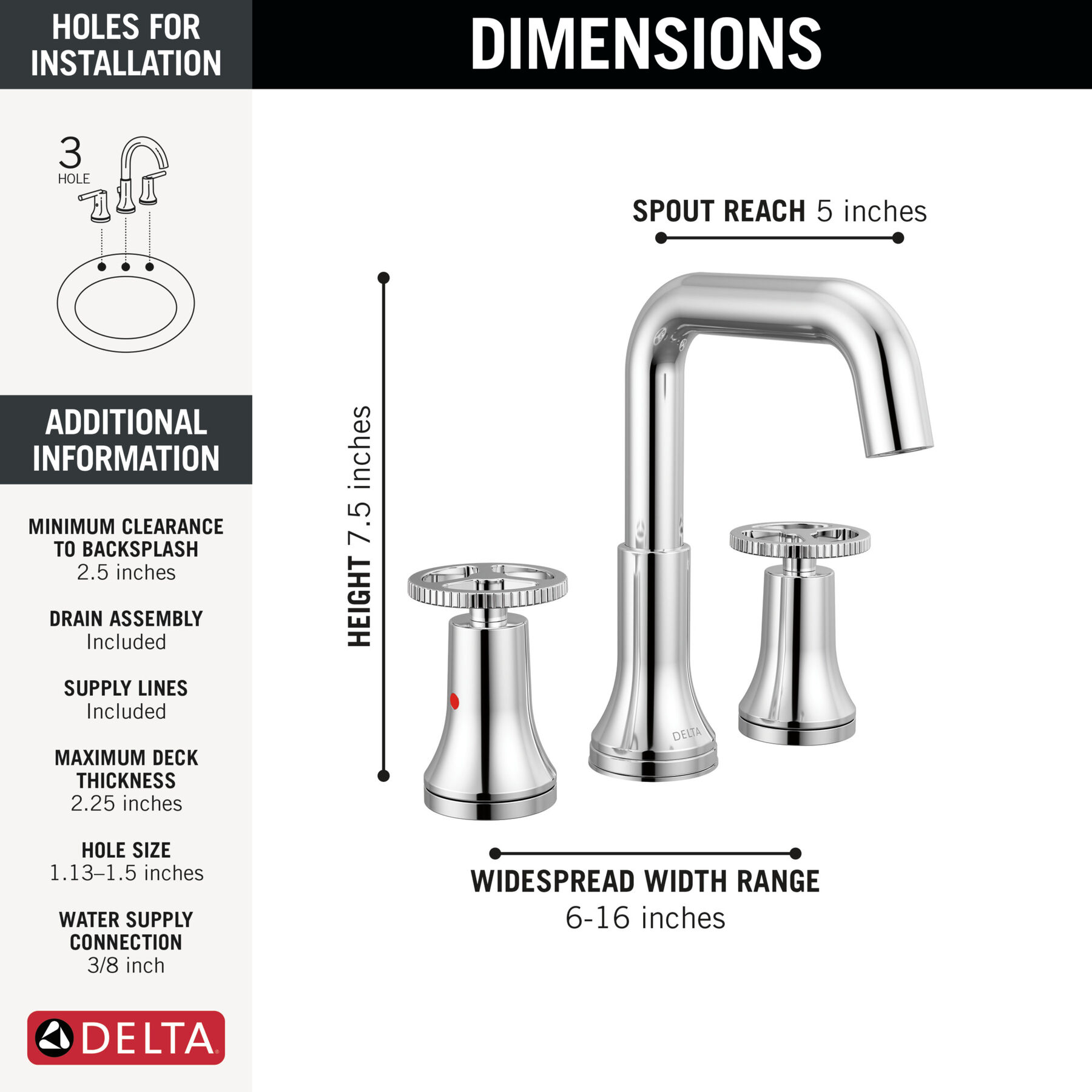 Two Handle Widespread Bathroom Faucet, image 1