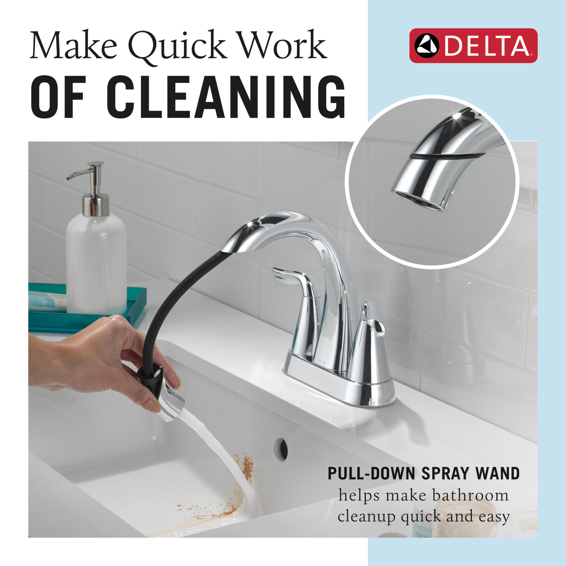 Two Handle Centerset Pull-Down Bathroom Faucet, image 1
