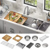 45” Workstation Undermount Single Bowl 16 Gauge Stainless Steel Kitchen Sink with 2-Tier WorkFlow™ Ledge and Accessories
