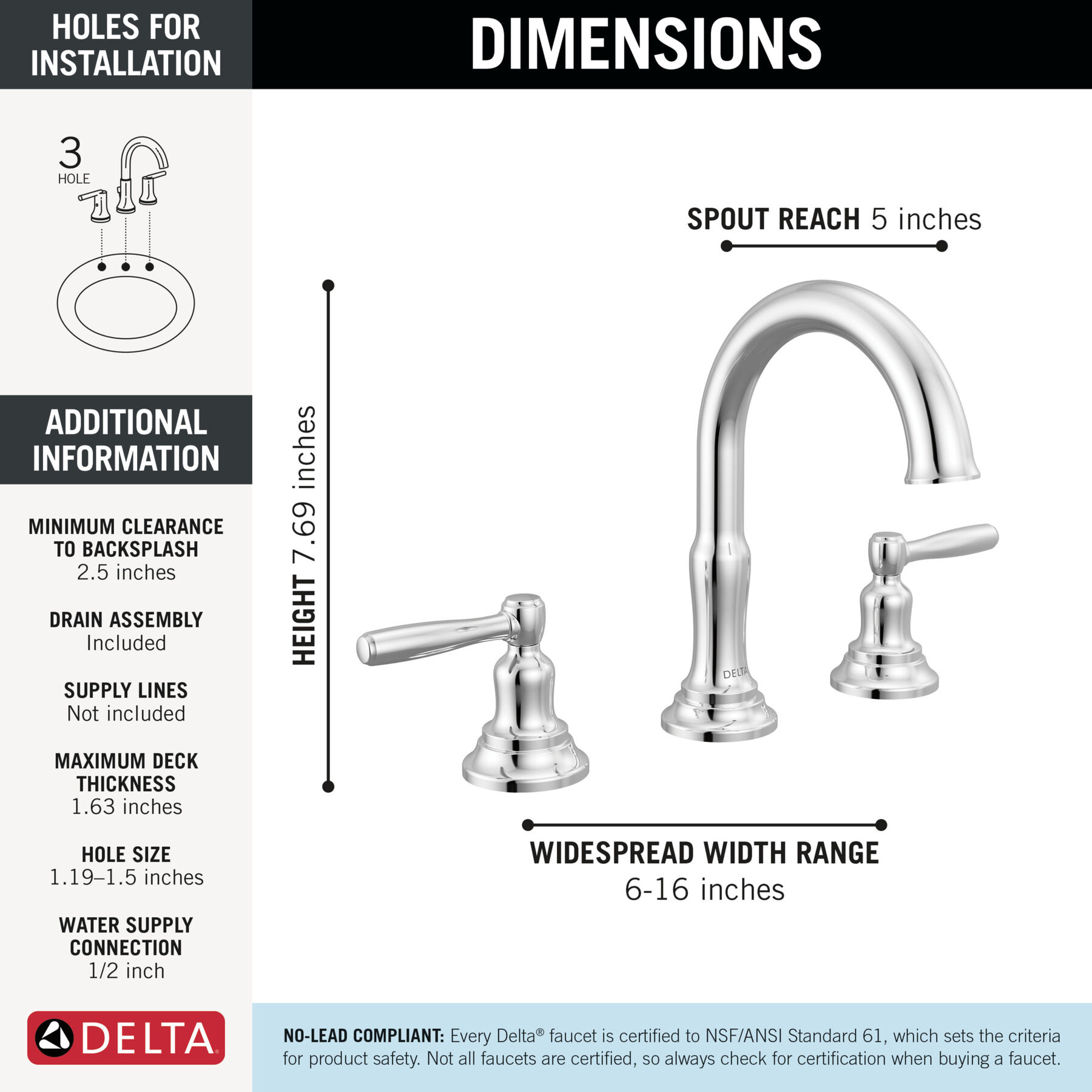 Two Handle Widespread Bathroom Faucet, image 1