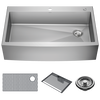 36” Retrofit Farmhouse Apron Front 16 Gauge Stainless Steel Single Bowl Kitchen Sink for Undermount / Drop-In Installation with Accessories