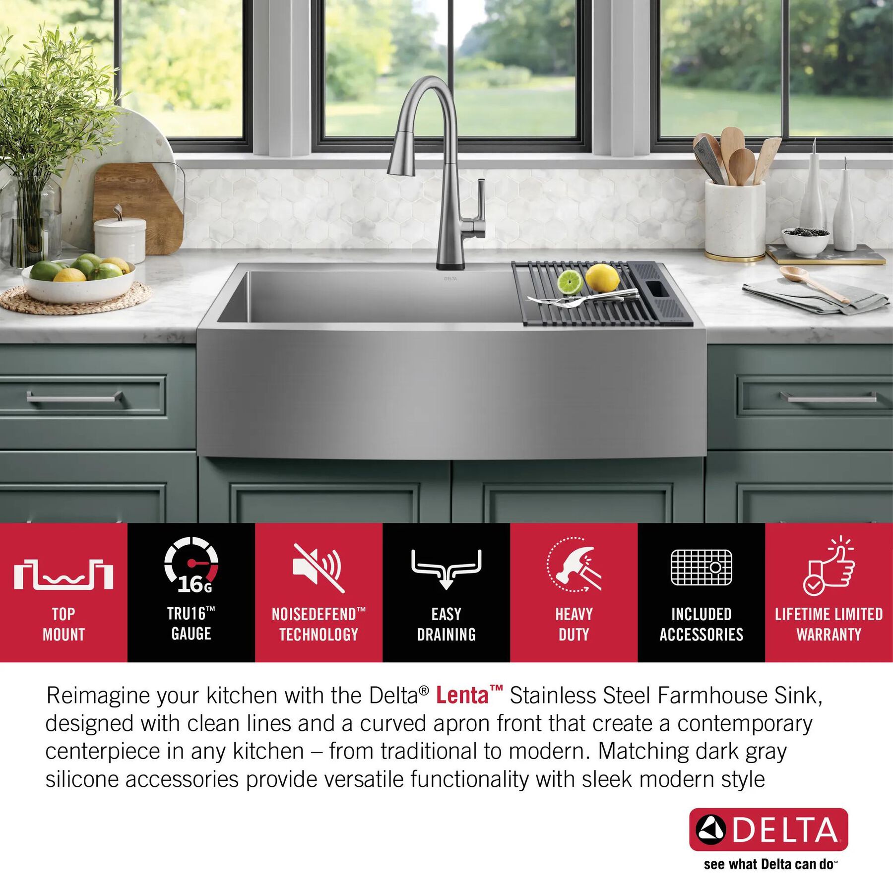36&rdquo; Retrofit Farmhouse Apron Front 16 Gauge Stainless Steel Single Bowl Kitchen Sink for Undermount / Drop-In Installation with Accessories