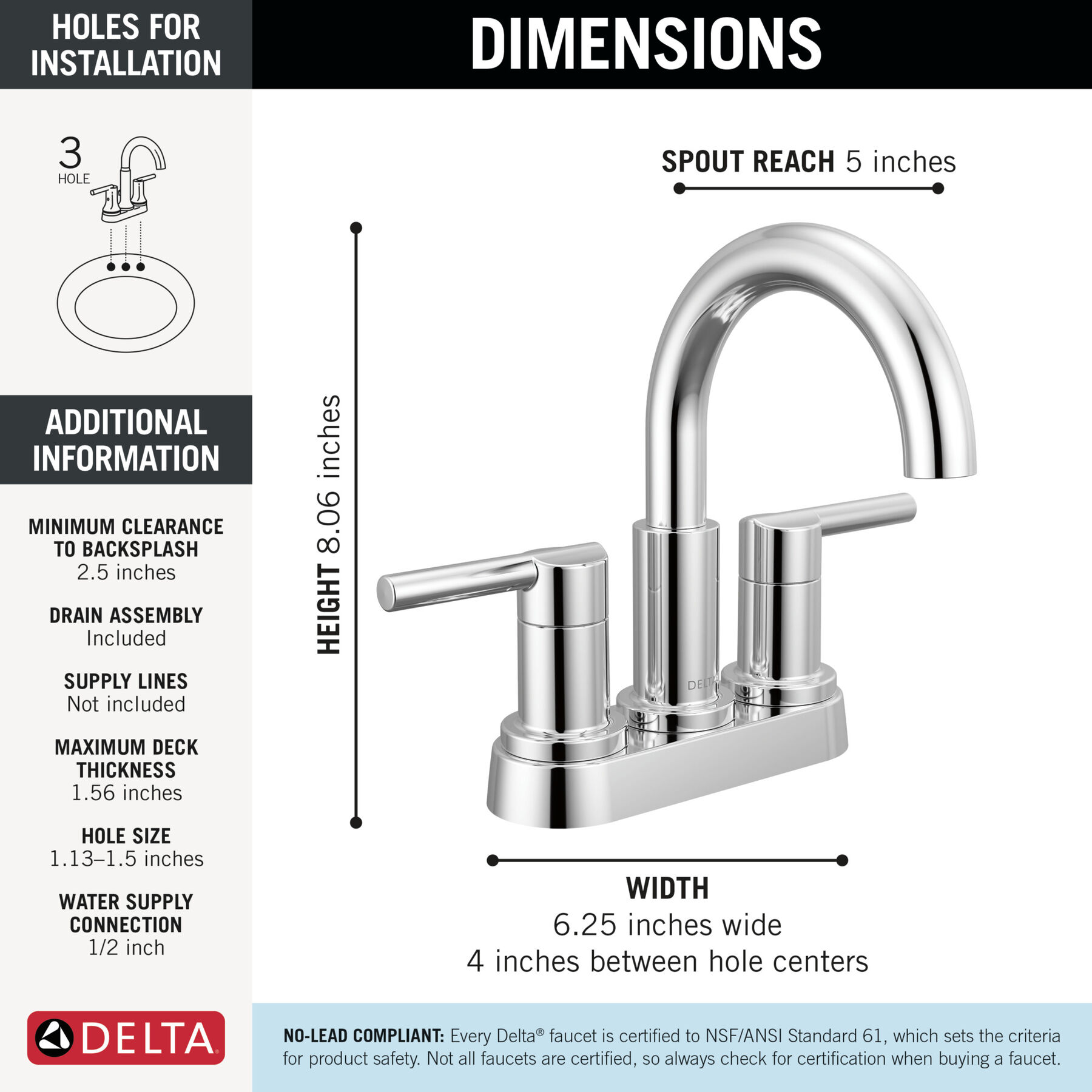 Two Handle Centerset Bathroom Faucet, image 1