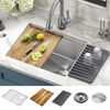 23” Workstation Undermount Single Bowl 16 Gauge Stainless Steel Kitchen Sink with WorkFlow™ Ledge and Accessories