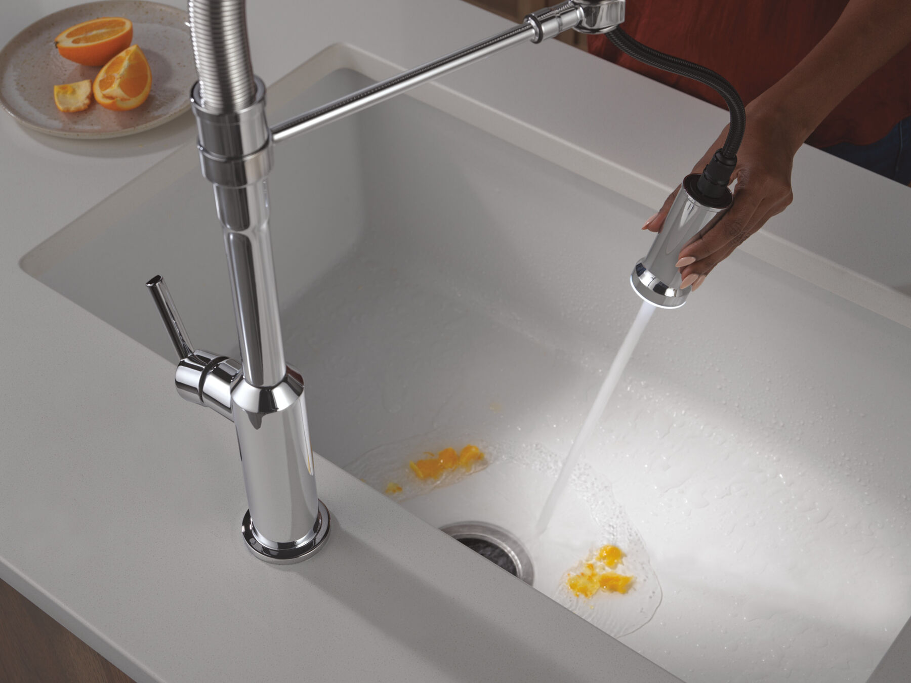 Single Handle Pull-Down Kitchen Faucet With Spring Spout, image 4