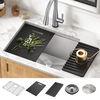 24” Workstation Undermount Single Bowl 16 Gauge Stainless Steel Laundry Utility Kitchen Sink with WorkFlow™ Ledge and Accessories