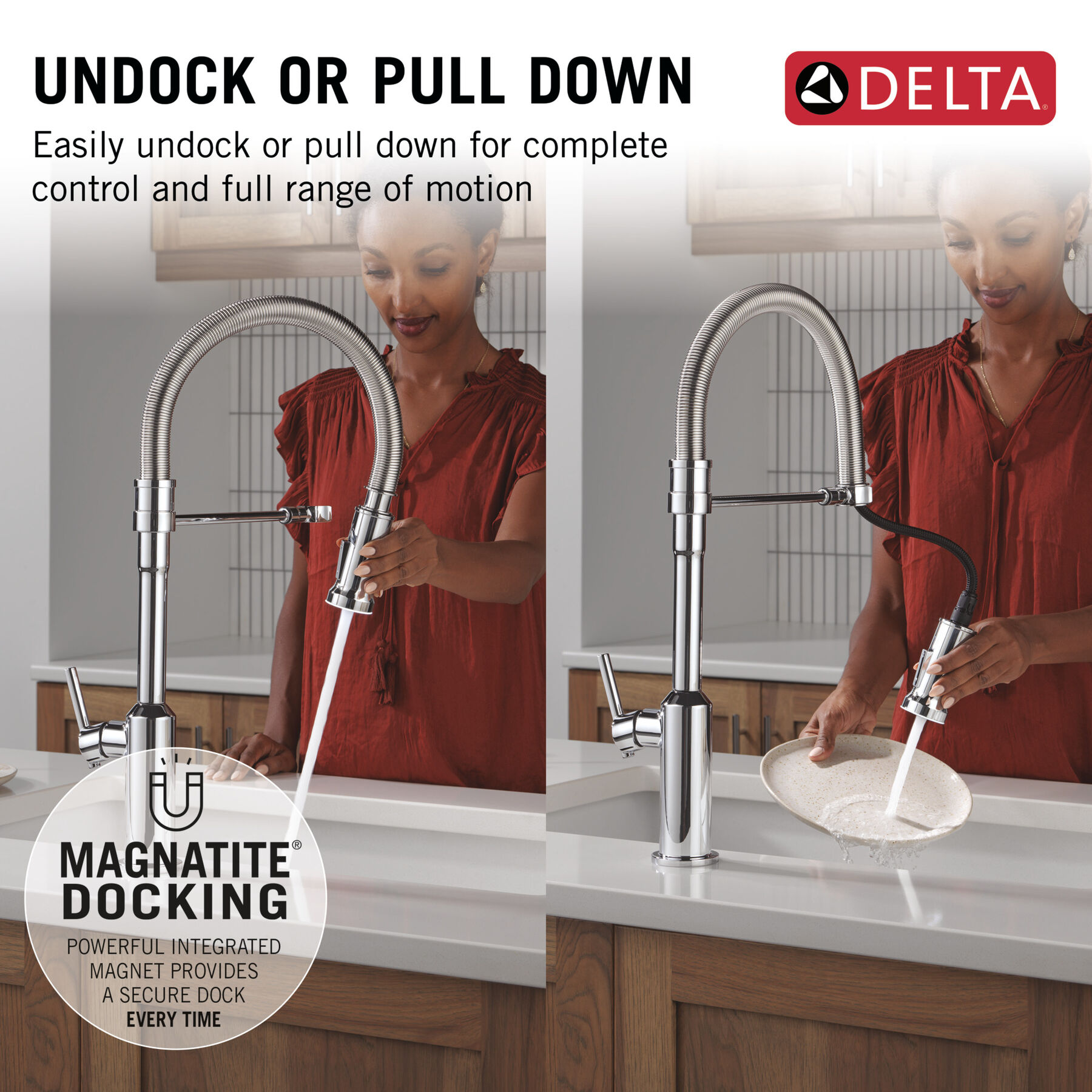 Single Handle Pull-Down Kitchen Faucet With Spring Spout