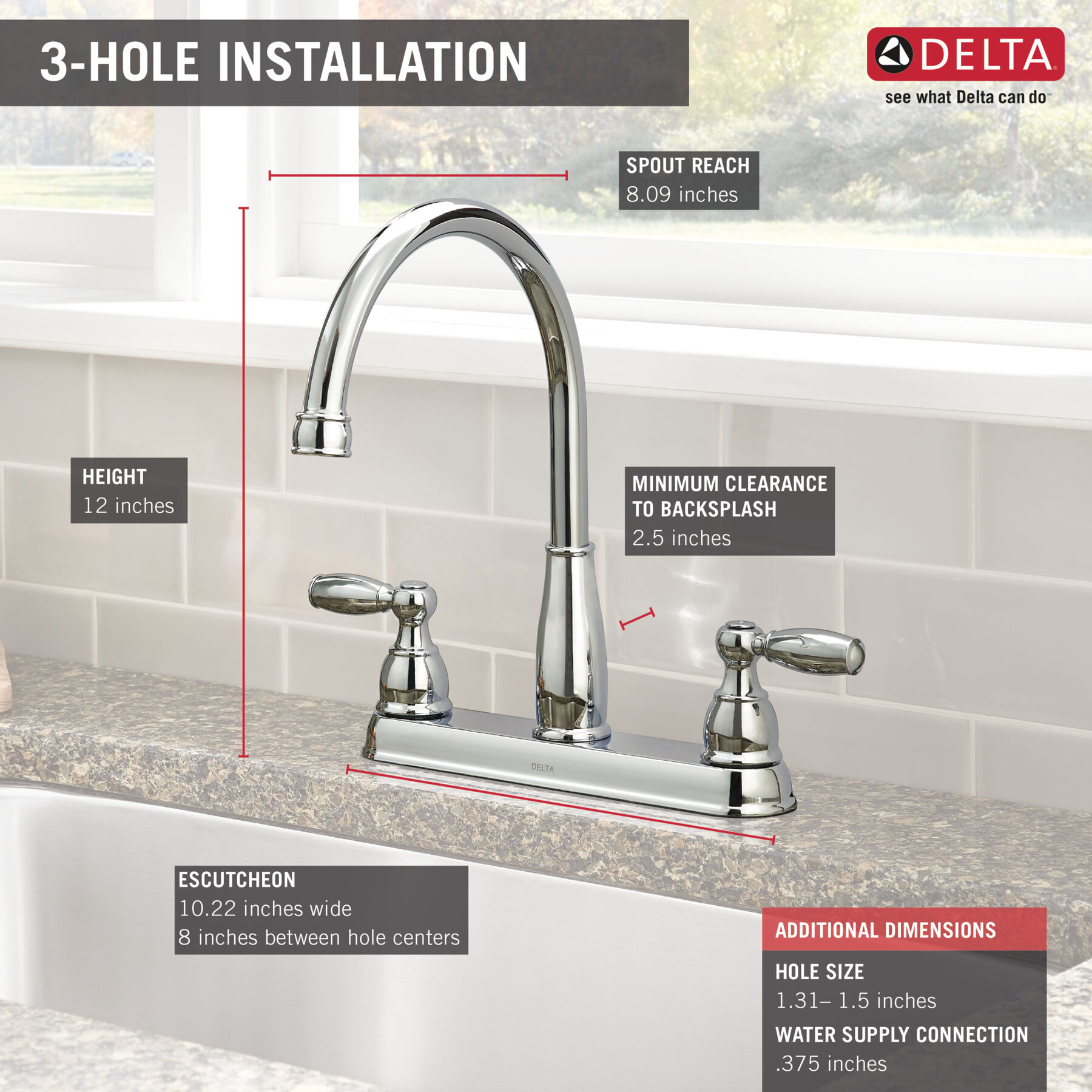 Two Handle Kitchen Faucet (Recertified), image 1