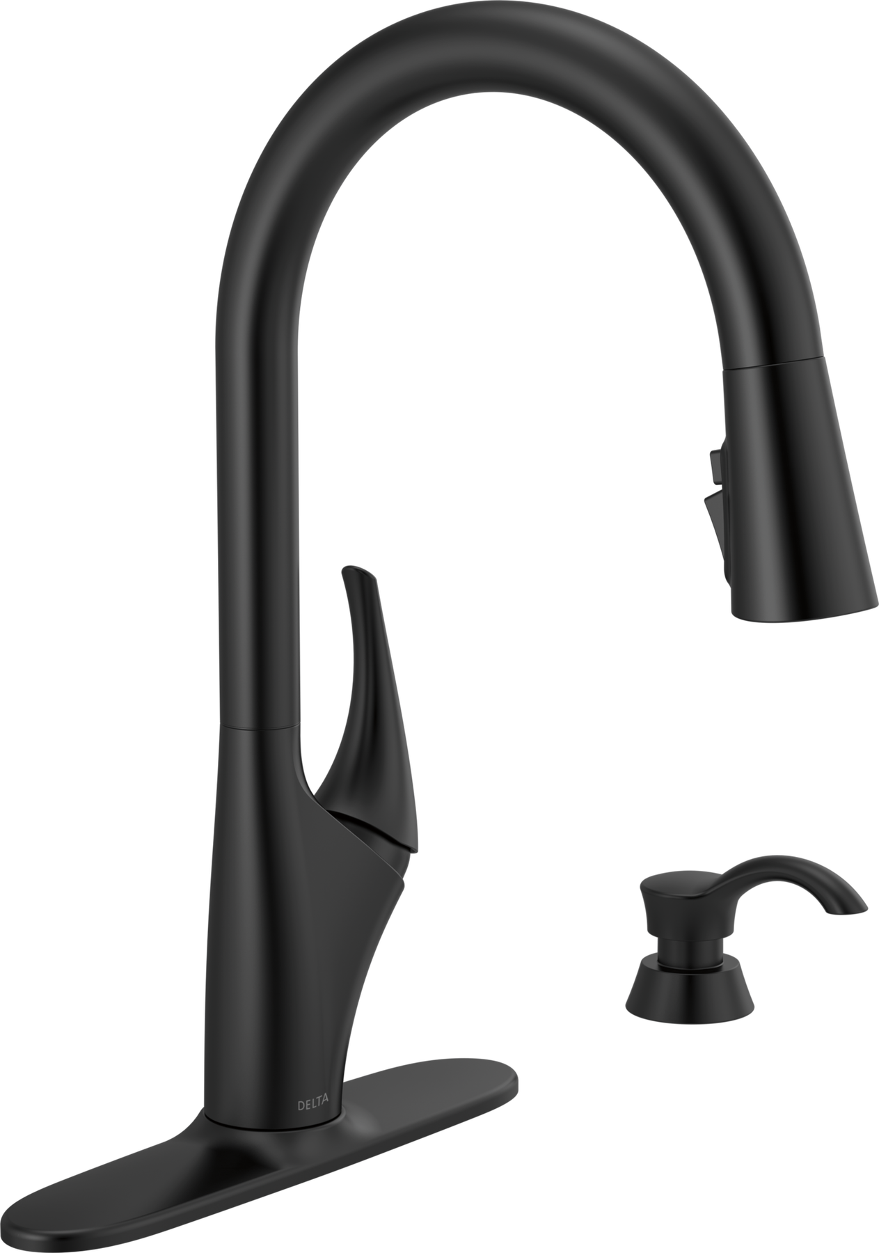 Single Handle Pull-Down Kitchen Faucet with Soap Dispenser and ShieldSpray Technology (Recertified), image 1