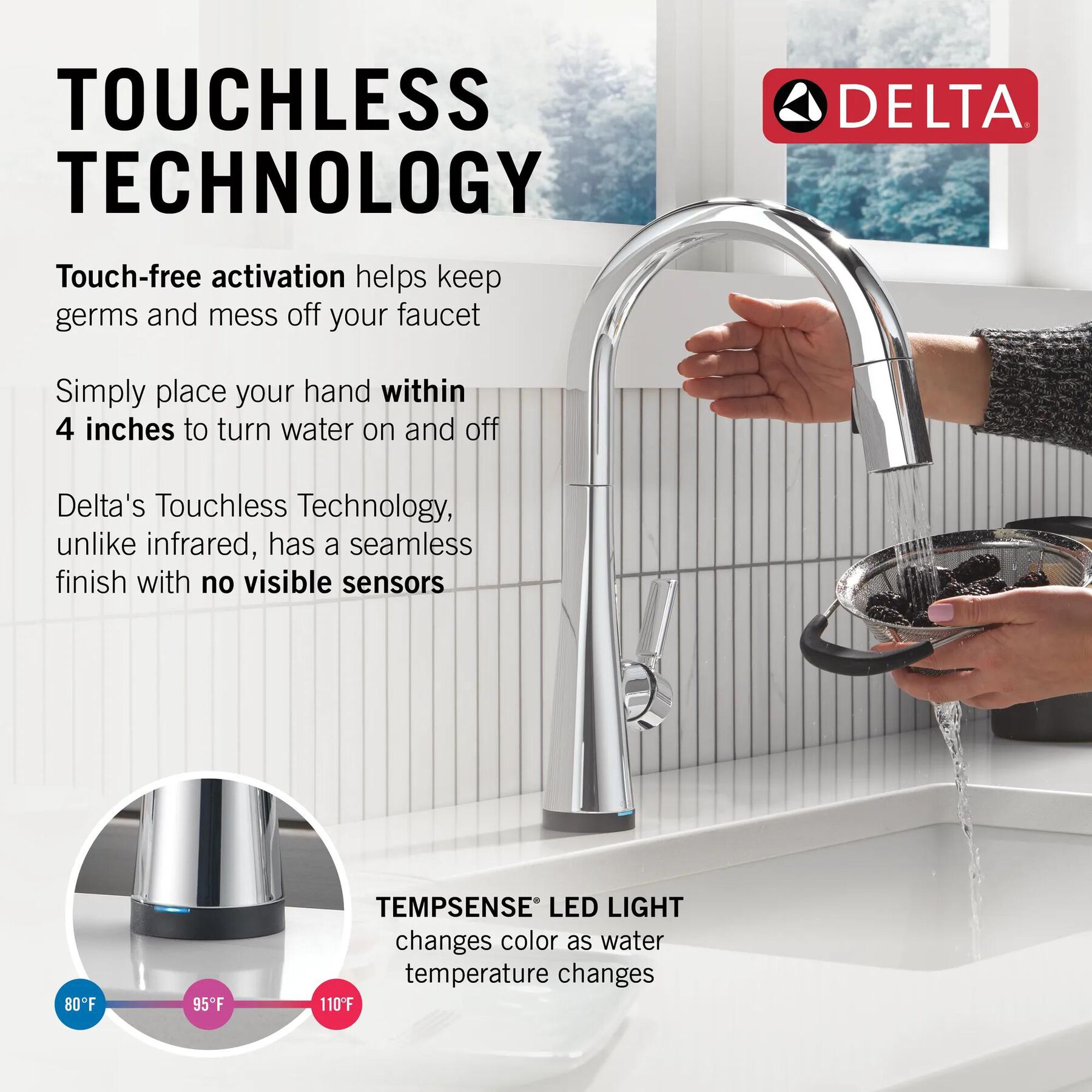 Touch<sub>2</sub>O&reg; Technology Kitchen Faucet with Touchless Technology