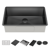 30” Undermount 16 Gauge Workstation Kitchen Sink Single Bowl with WorkFlow™ Ledge and Accessories