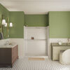 60x32 Alcove Shower Base with Tile Wall Bundle - Center Drain Curve