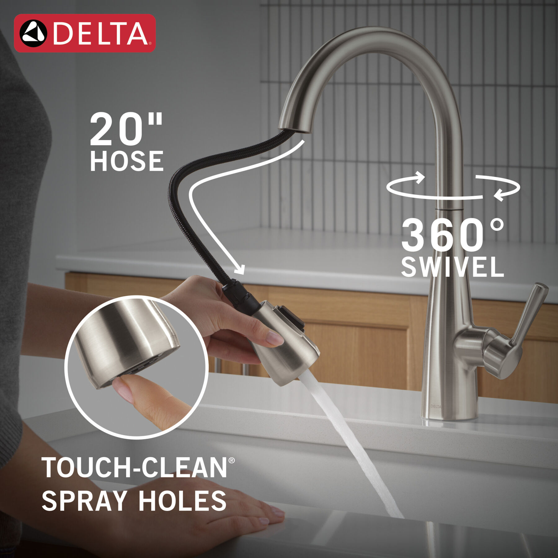 Single Handle Pull-Down Kitchen Faucet, image 6