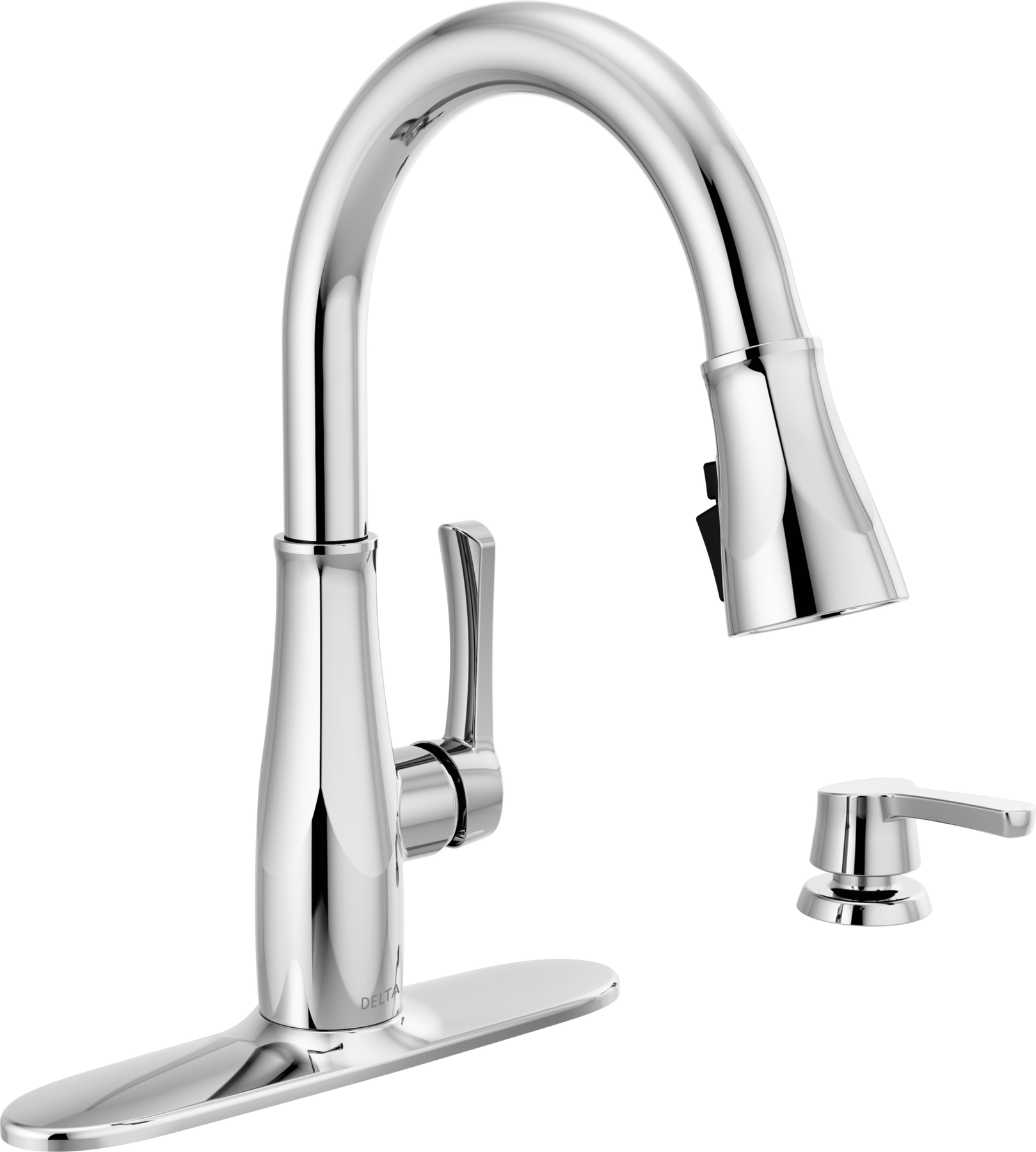 Single Handle Pull-Down Kitchen Faucet with Soap Dispenser and ShieldSpray ® Technology, image 1