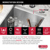17” Workstation Undermount Single Bowl 16 Gauge Stainless Steel Bar Prep Kitchen Sink with WorkFlow™ Ledge and Accessories