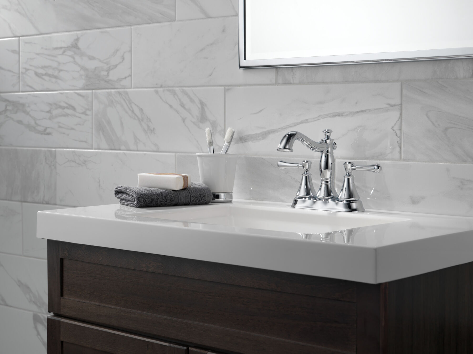 Two Handle Centerset Bathroom Faucet - Metal Pop-Up, image 2