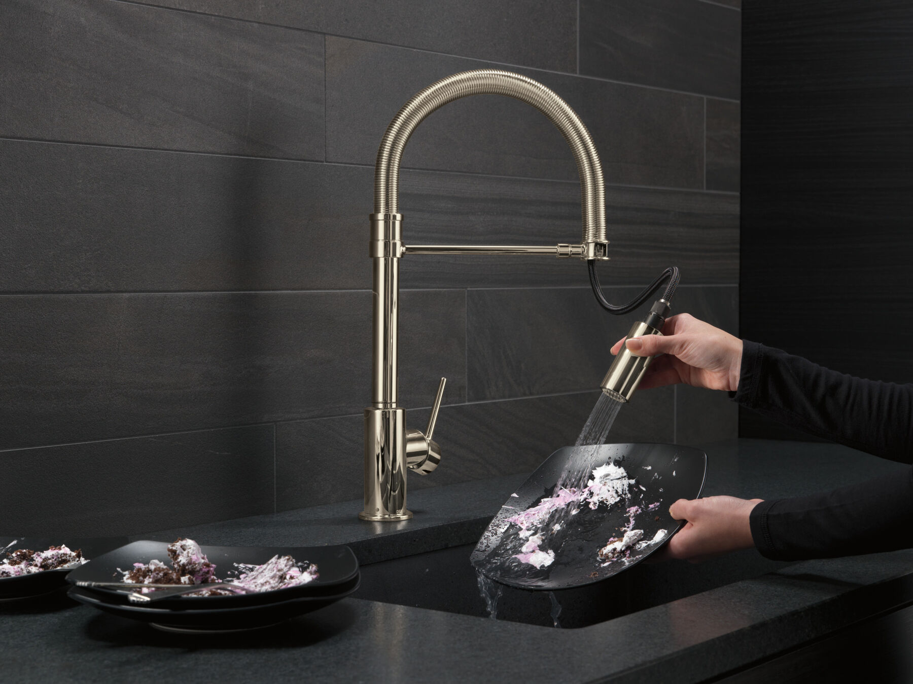 Single-Handle Pull-Down Spring Kitchen Faucet, image 3