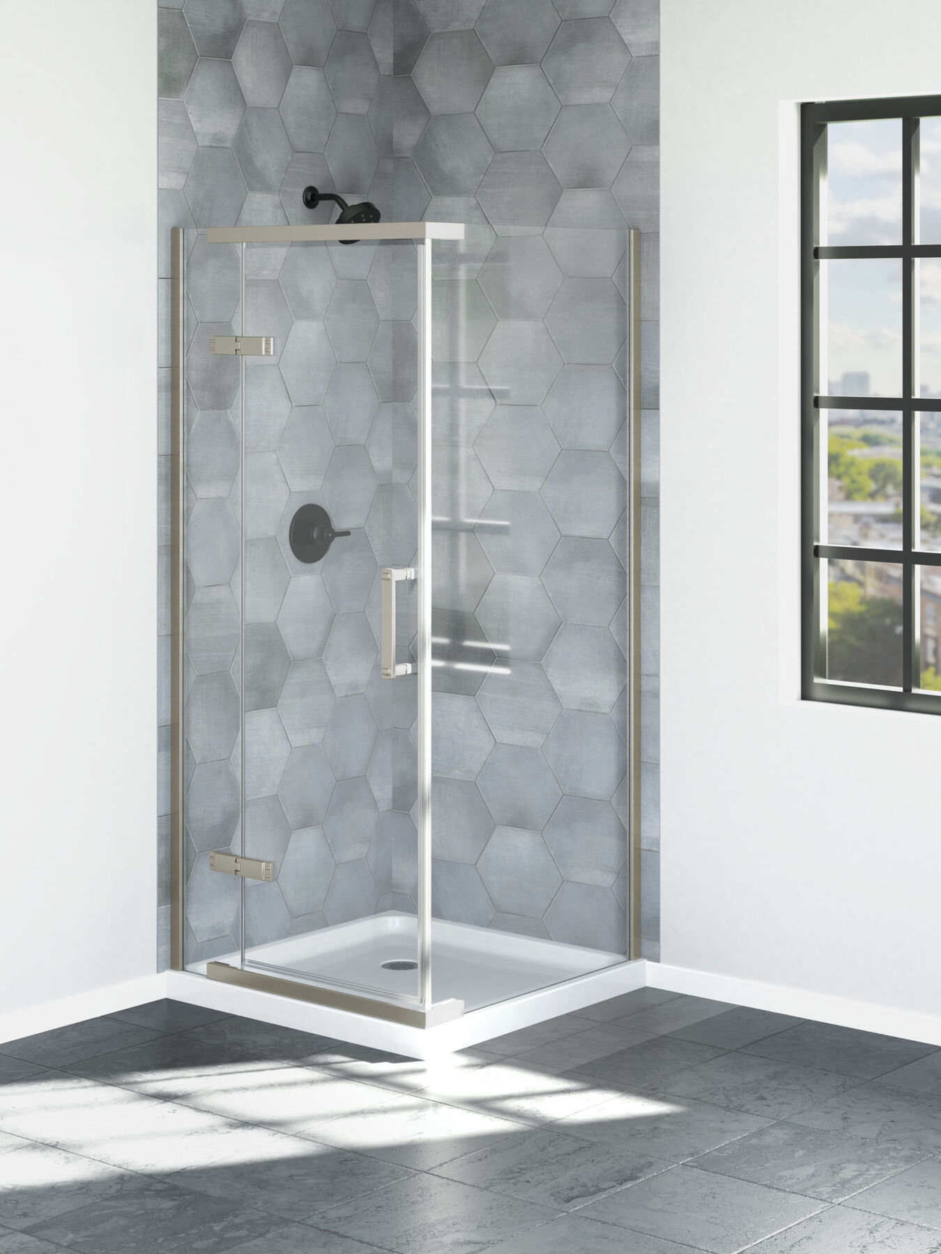 36”x36” Stainless Corner Shower Enclosure, image 4