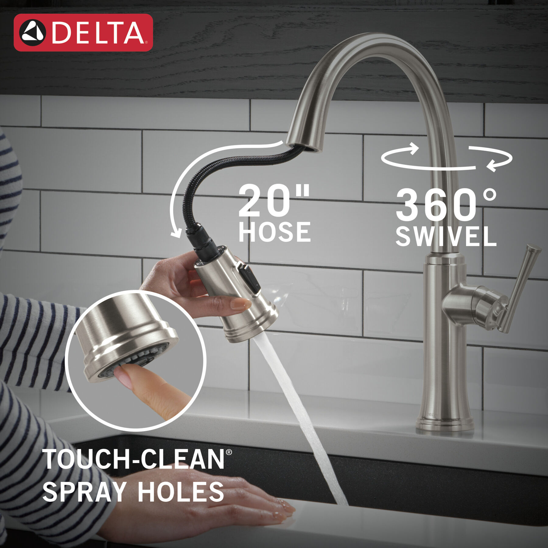 Single Handle Pull-Down Kitchen Faucet, image 6