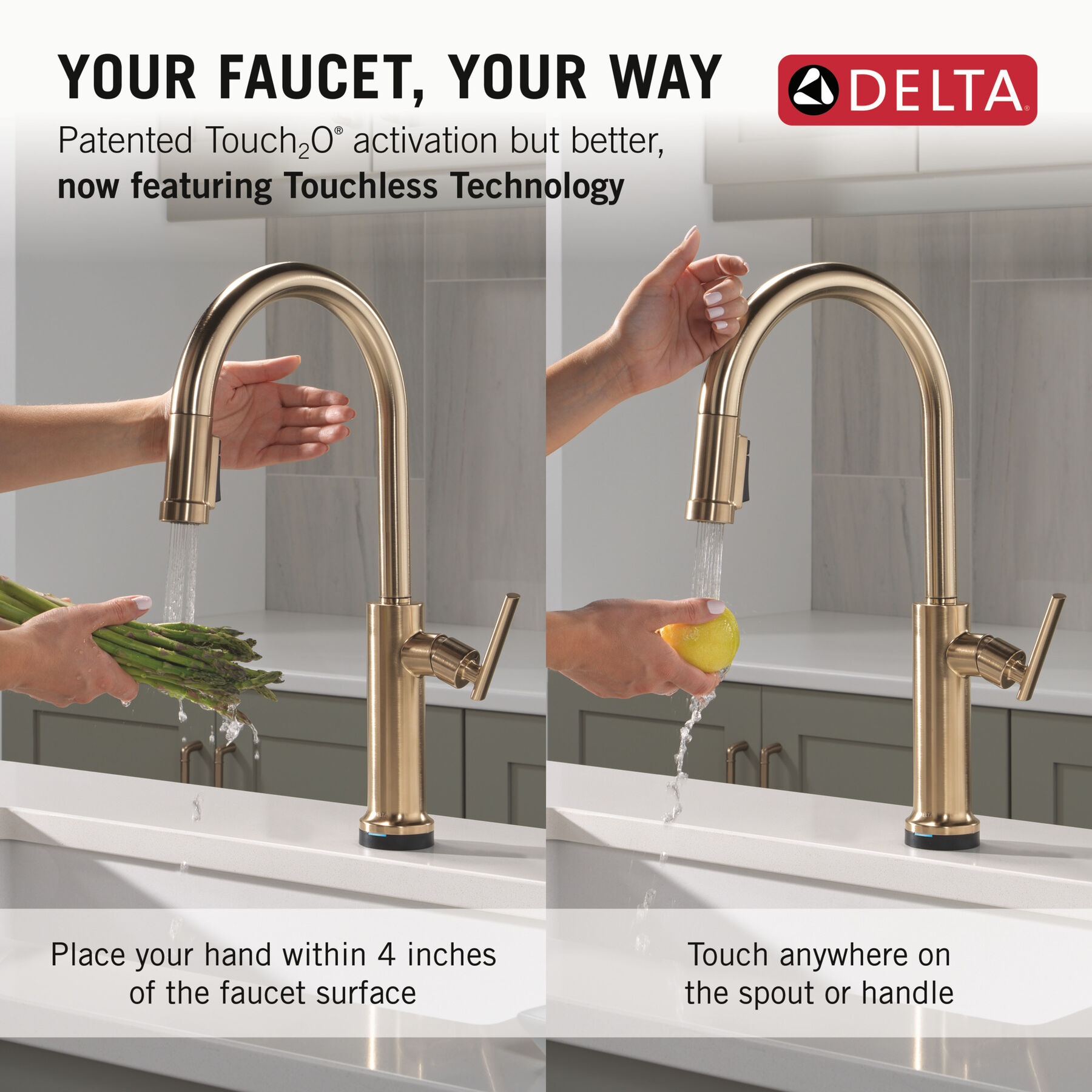 Touch2O&reg; Technology Kitchen Faucet with Touchless Technology