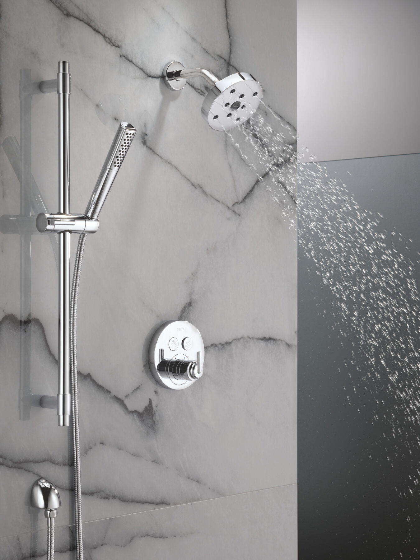 Round Contemporary Push-Button Shower