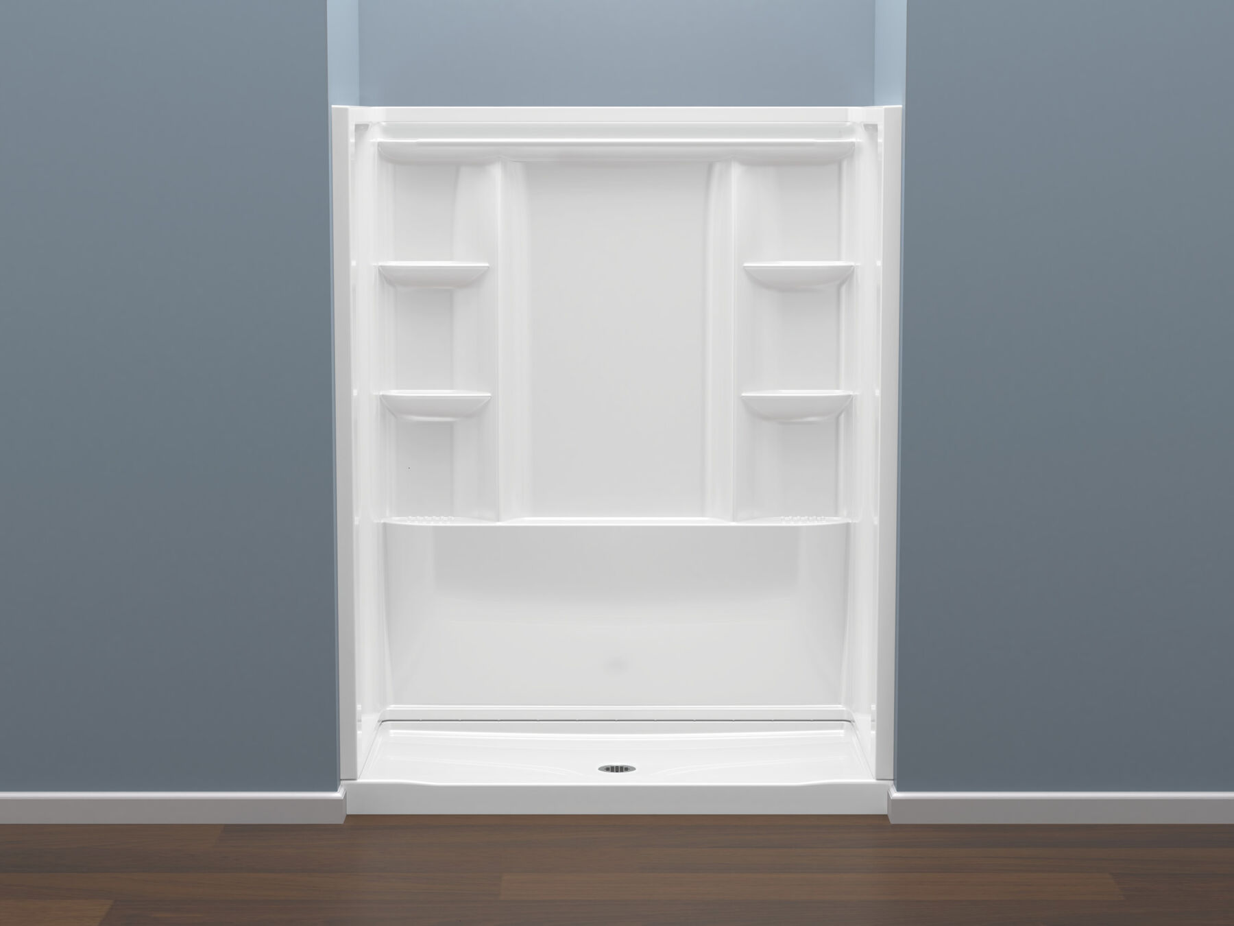 60x32 Alcove Shower Base and Wall Set Bundle - Center Drain, image 3