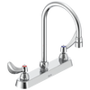 Two Handle 8 In Cast Deck-Mount Faucet with Limited Swing Spout