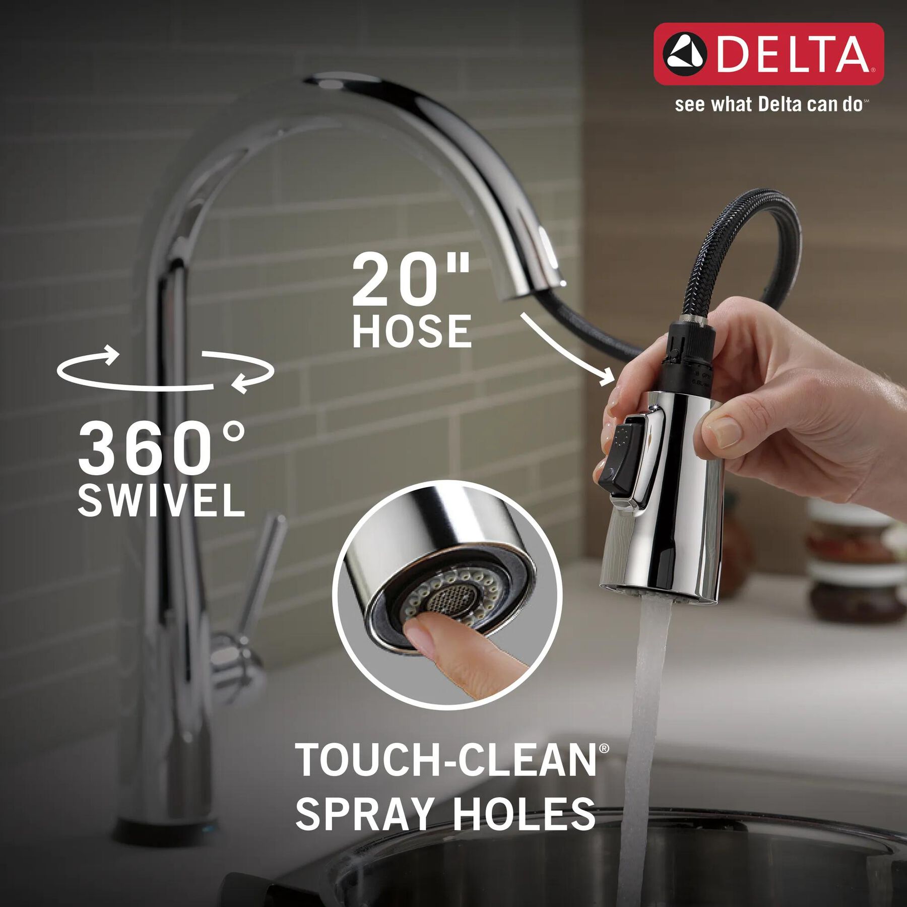 VoiceIQ&reg; Single Handle Pull-Down Faucet with Touch<sub>2</sub>O&reg; Technology