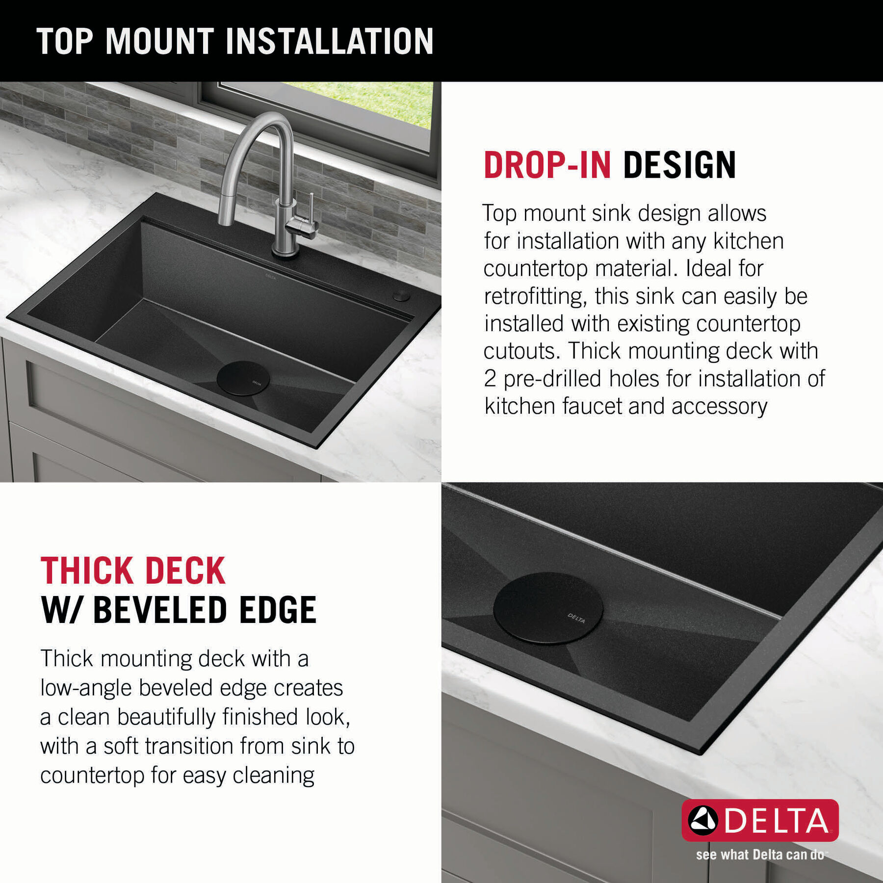 30” Drop-In Top Mount 16 Gauge Workstation Kitchen Sink Single Bowl with WorkFlow™ Ledge and Accessories, image 10