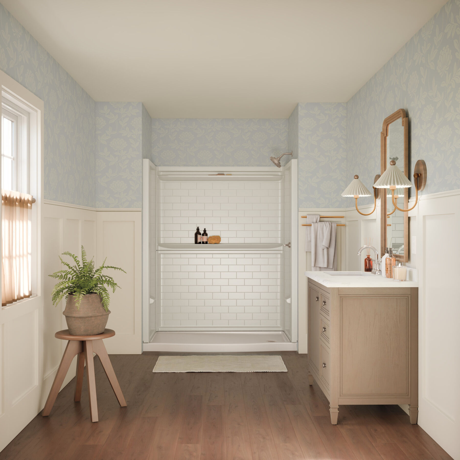 60x32 Alcove Shower Base with Tile Wall Bundle - Right Drain Curve, image 2