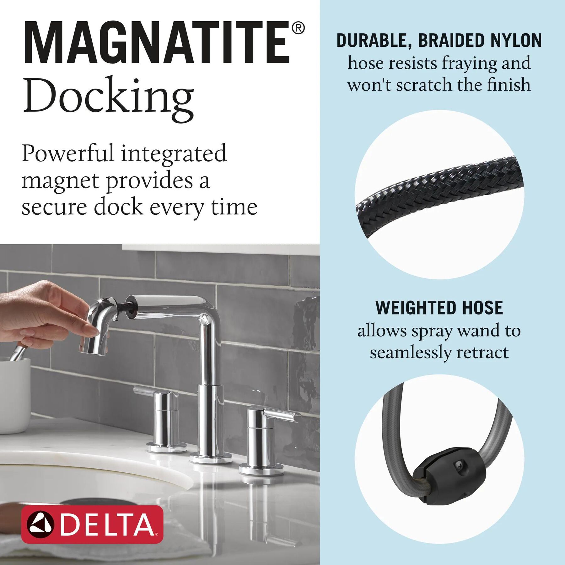 Two Handle Widespread Pull-Down Bathroom Faucet