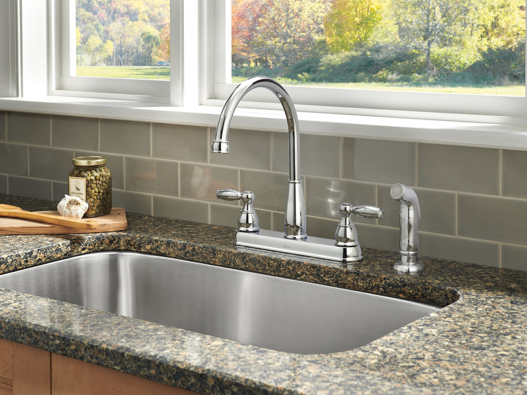 Two Handle Kitchen Faucet with Spray, image 5