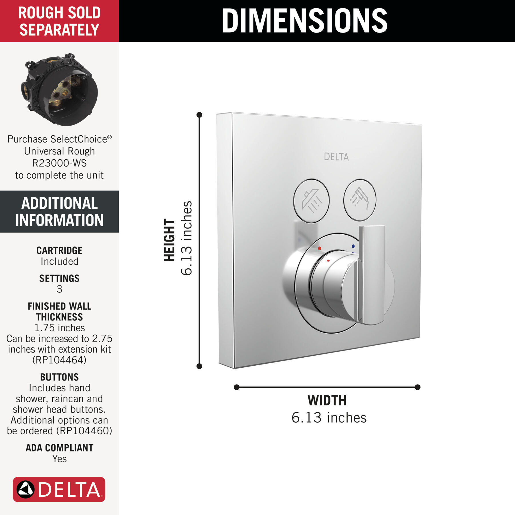 Angular Modern Push-Button Shower