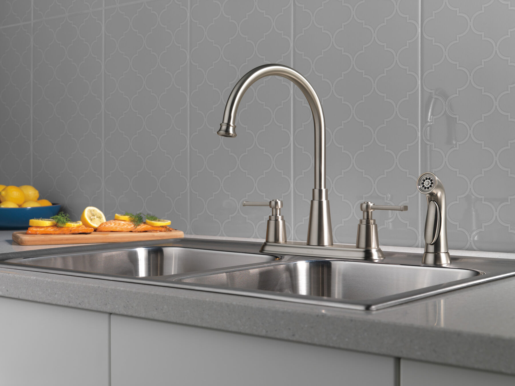 Two Handle Kitchen Faucet with Spray, image 4