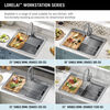 33” Workstation Drop-In Top Mount Double Bowl 16 Gauge Stainless Steel Kitchen Sink with WorkFlow™ Ledge and Accessories