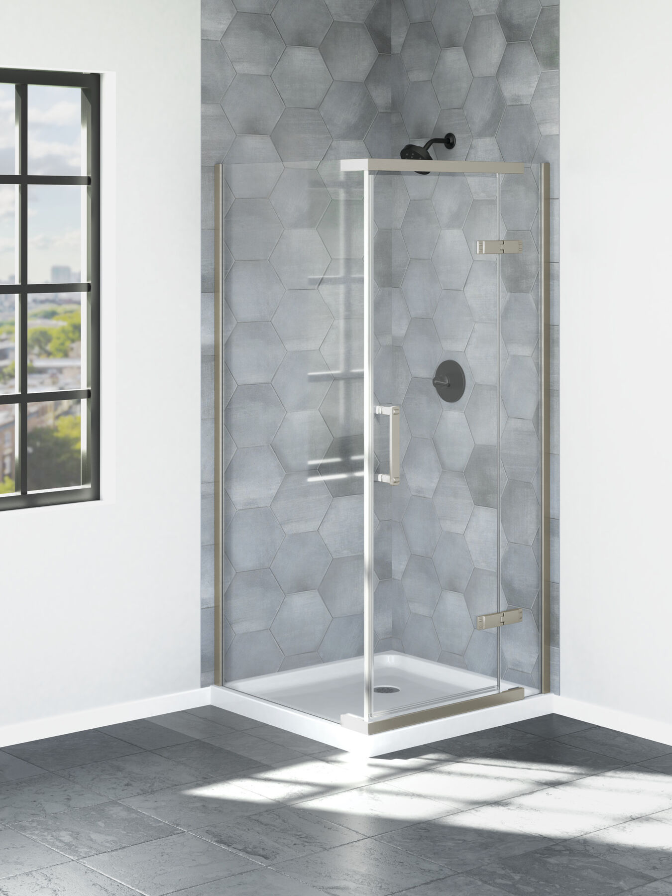 36”x36” Stainless Corner Shower Enclosure, image 2