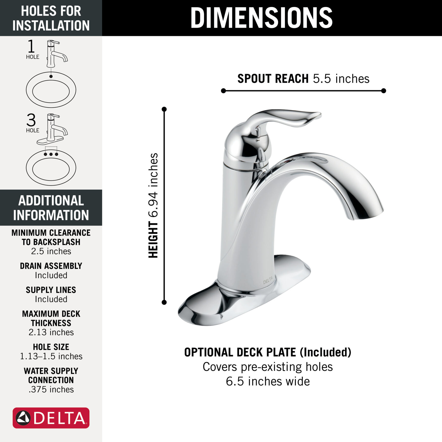 Single Handle Bathroom Faucet, image 2