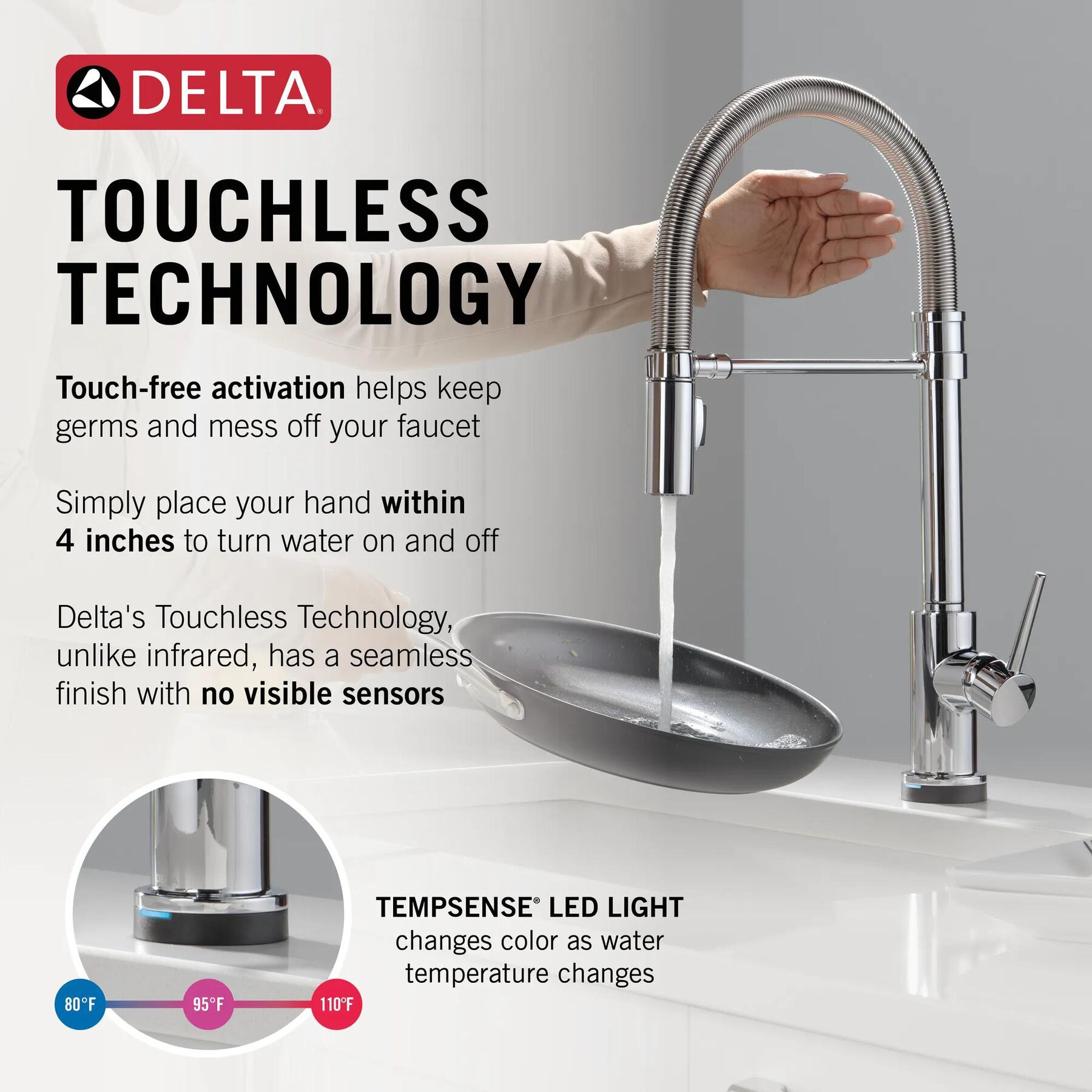Touch<sub>2</sub>O&reg; Technology Kitchen Faucet with Touchless Technology