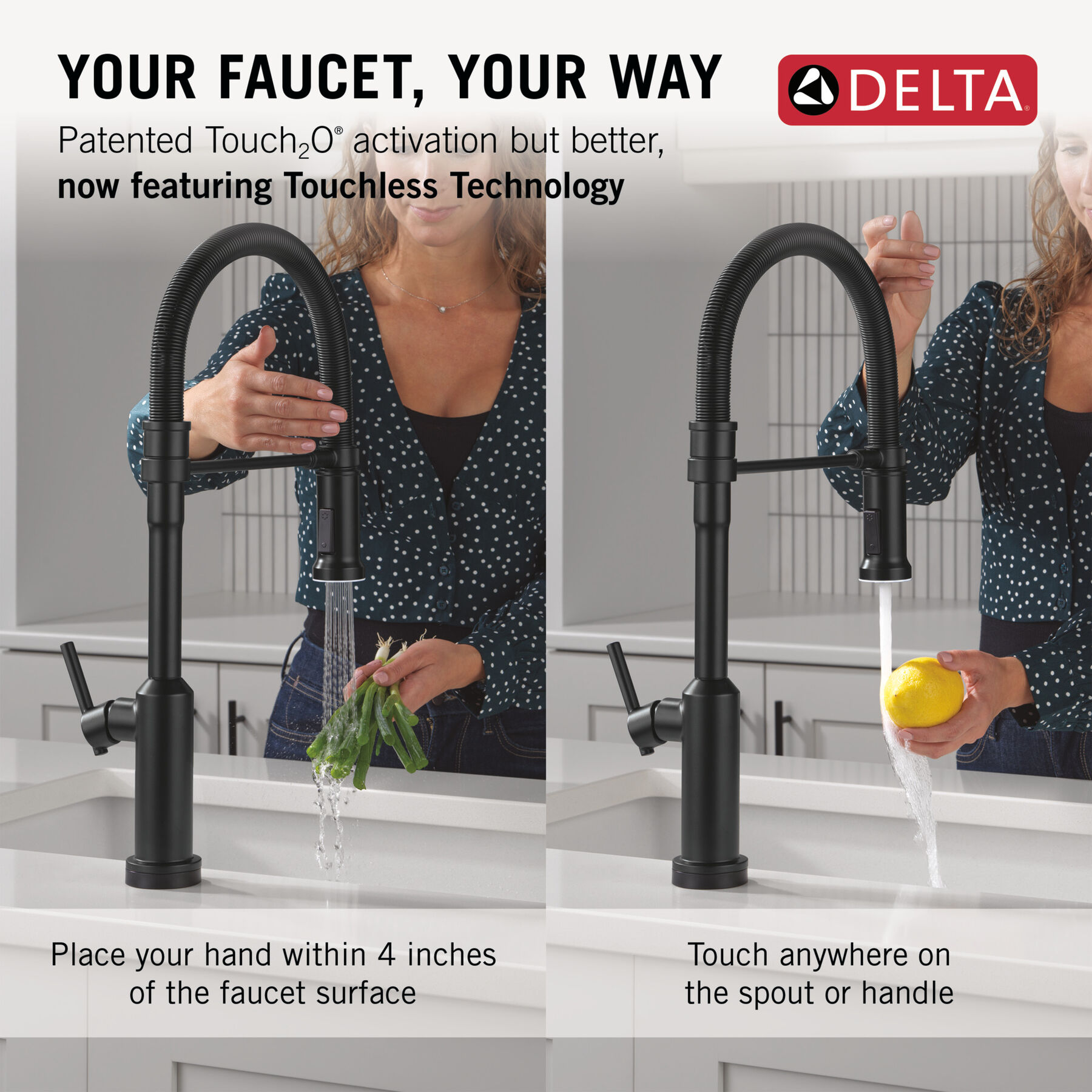 Touch2O&reg; Technology Kitchen Faucet with Touchless Technology