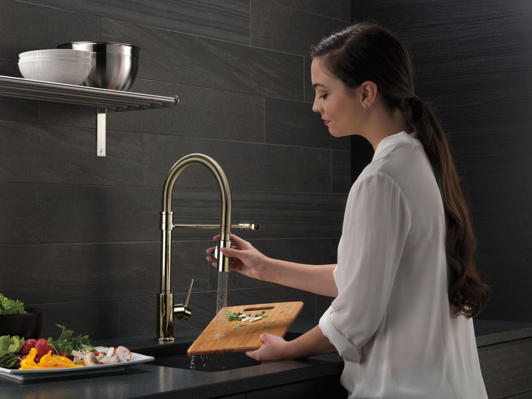 Single-Handle Pull-Down Spring Kitchen Faucet, image 4