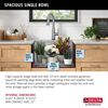 24&rdquo; Workstation Undermount Single Bowl 16 Gauge Stainless Steel Laundry Utility Kitchen Sink with WorkFlow&trade; Ledge and Accessories