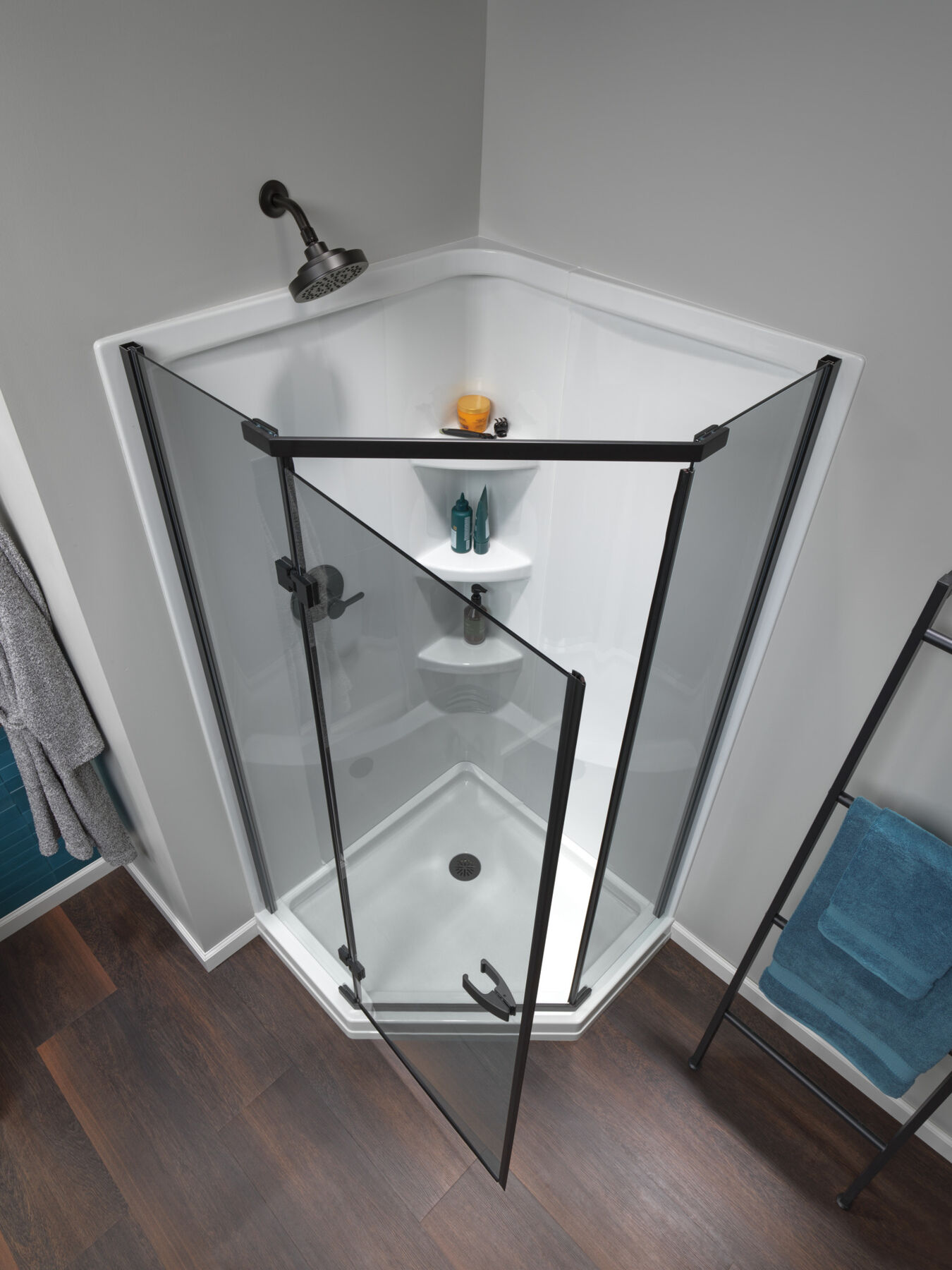 38" Frameless Neo Angle Shower Enclosure, image 7