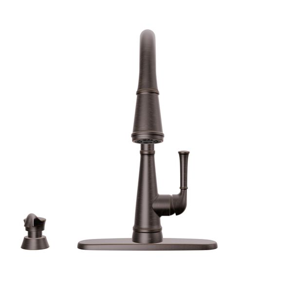 Single Handle Pull-Down Kitchen Faucet with Soap Dispenser and ShieldSpray® Technology