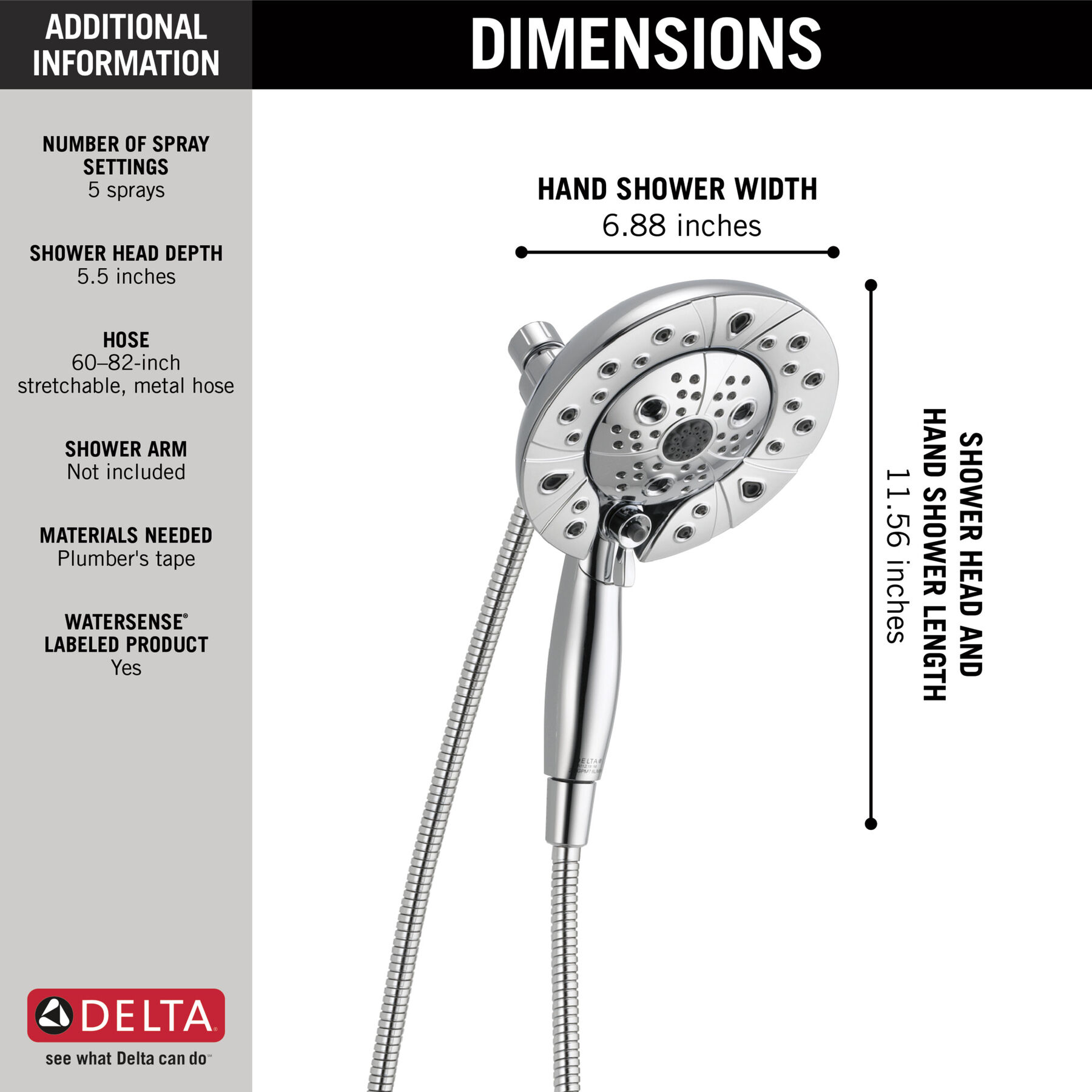 H<sub>2</sub>Okinetic® In2ition® 5-Setting Two-in-One Shower (Recertified), image 3