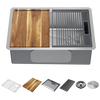 27” Workstation Kitchen Sink Undermount Stainless Steel Single Bowl with WorkFlow™ Ledge and Accessories