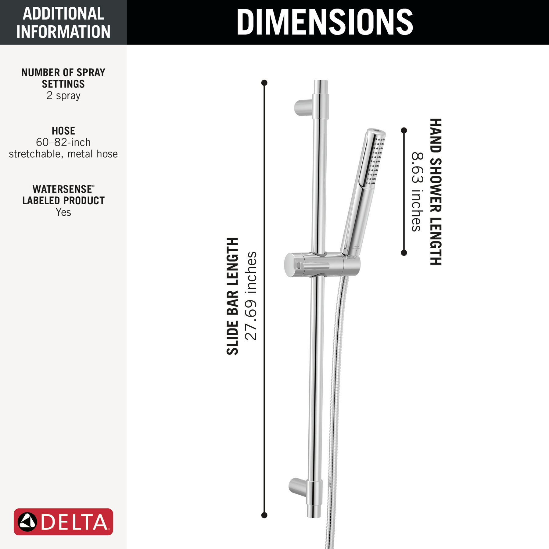 2-Setting Hand Shower with ProClean&trade; Spray &ndash; Slide Bar Mount, image 5