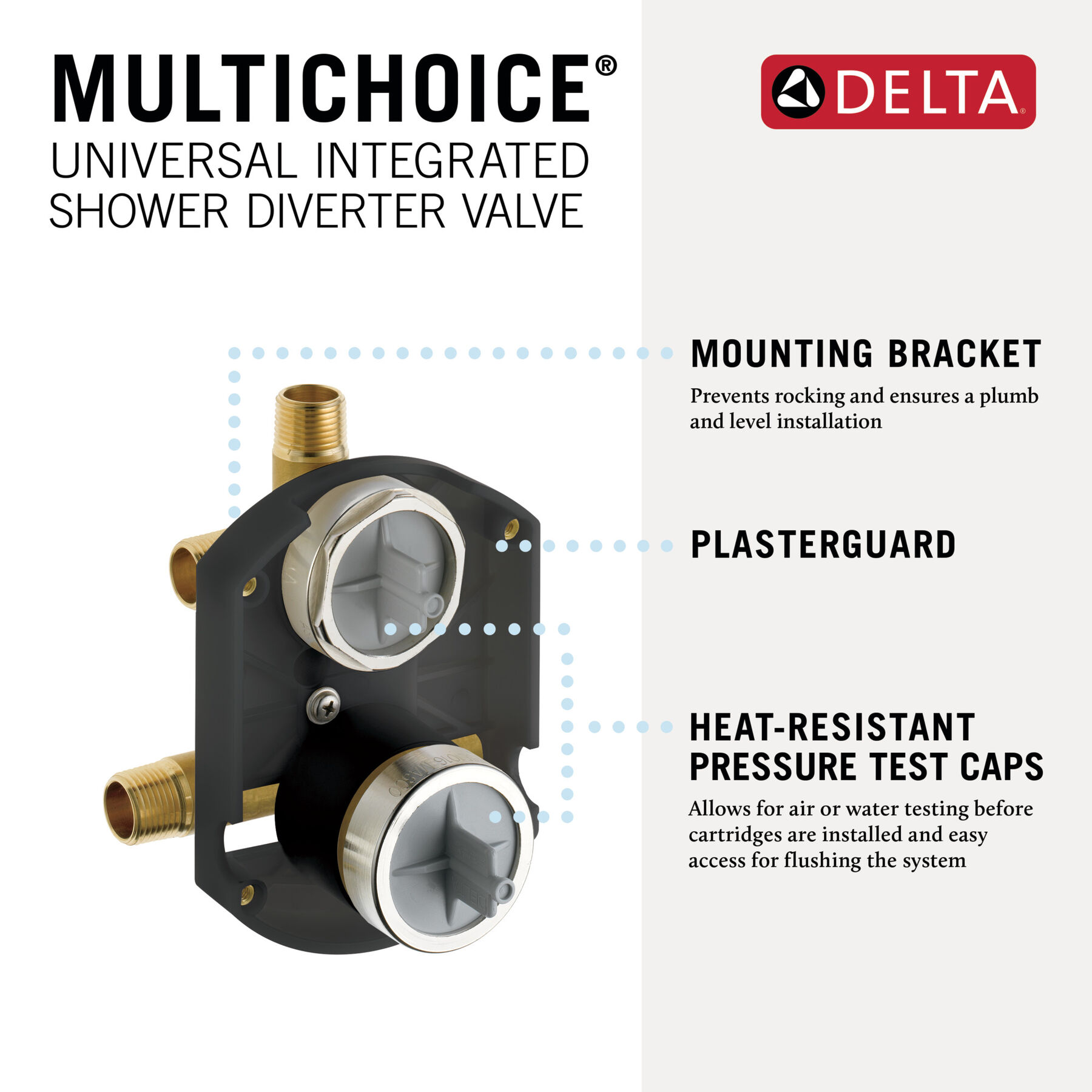 MultiChoice® Universal Integrated Shower Diverter Rough Universal Inlets / Outlets, image 1